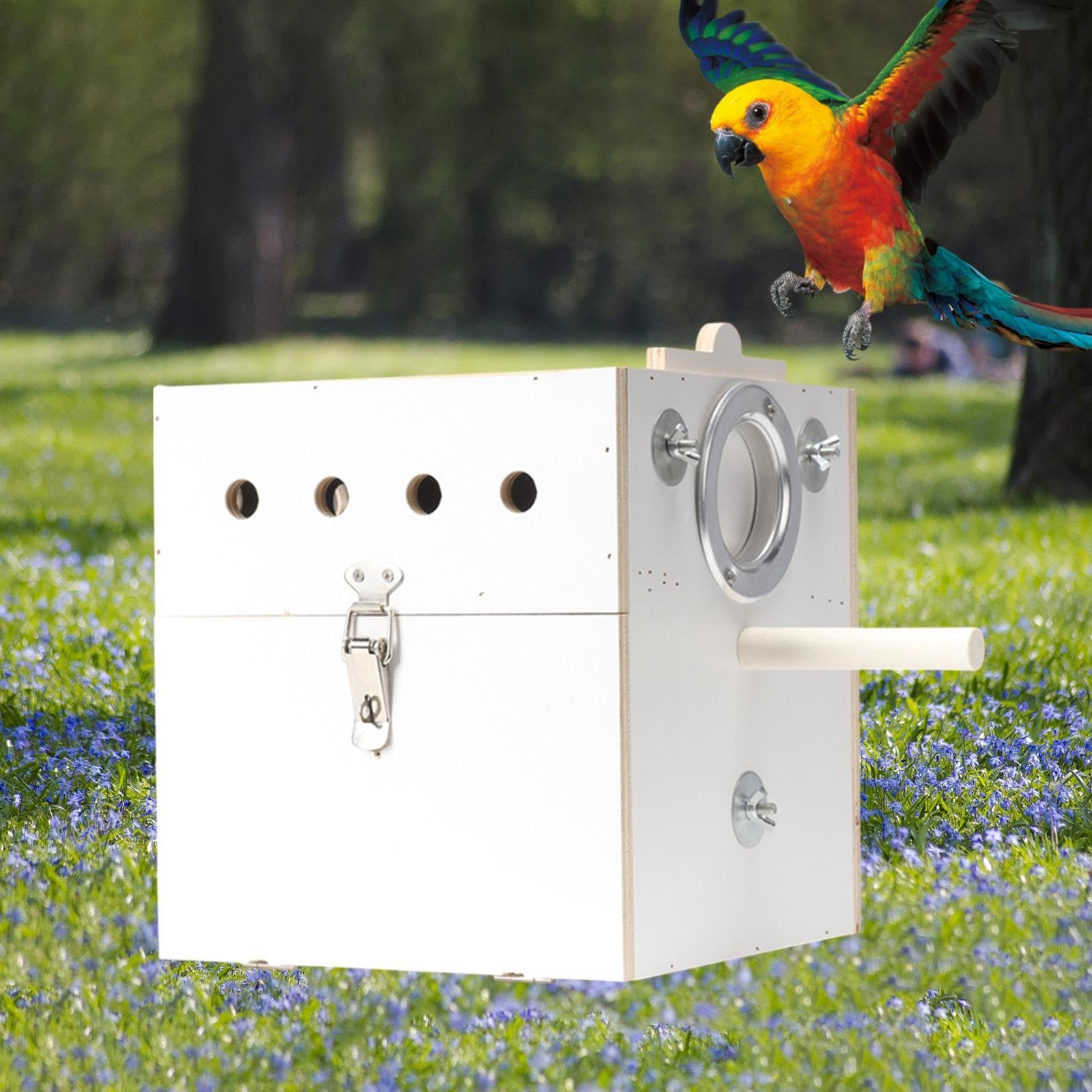 Pájaros Caja Criadora de Madera para Loros Y Periquitos Caja de Apareamiento para Pequeñas Aves Segura para Canarios Y Pinzo, Dejado Colgado Blanco