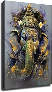 Sponsored Ad - Lord Ganesha Canvas Wall Art Print Hindu God Ganesh Abstract Painting for Diwali Decoration (08x12inch,Canv...