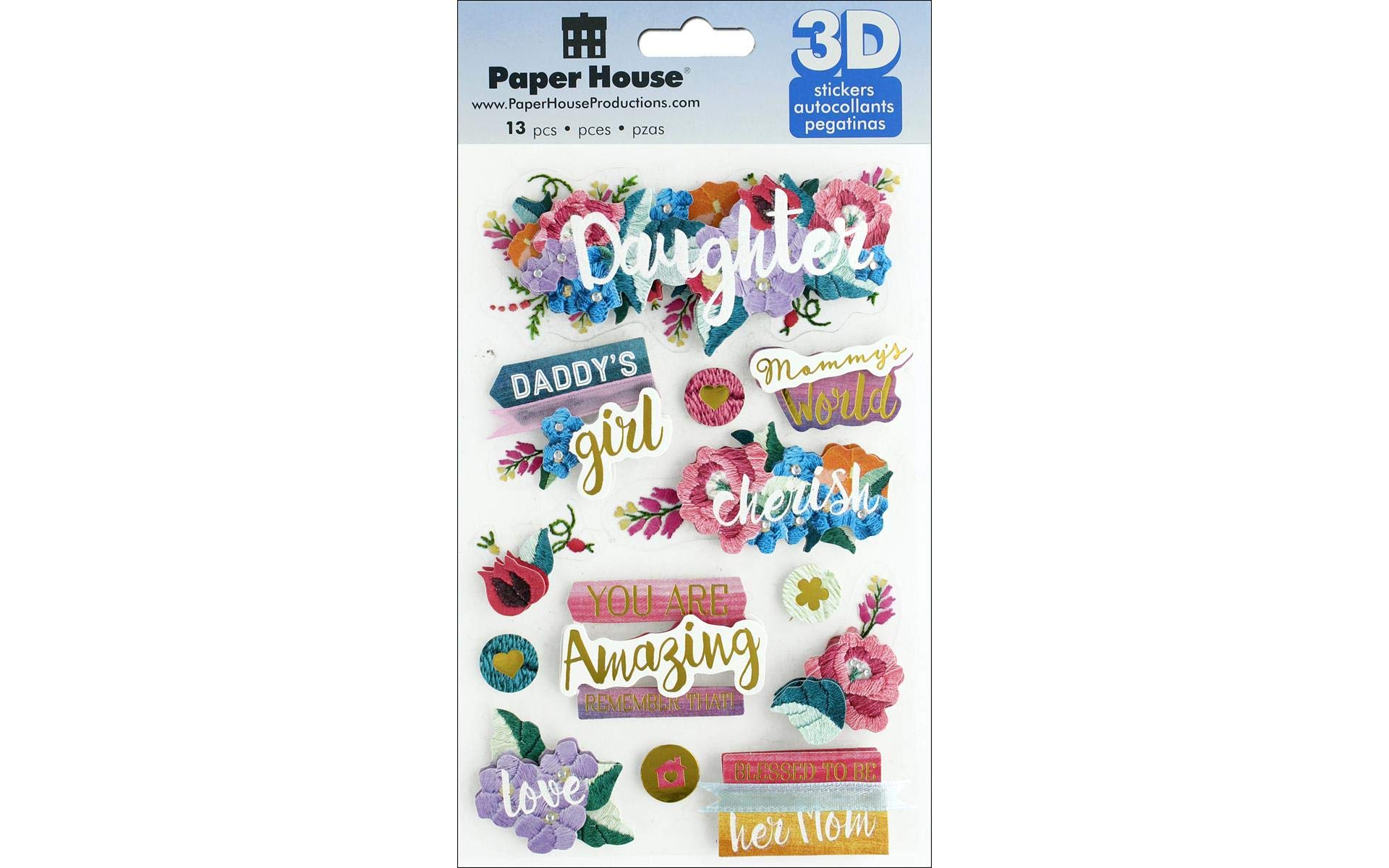 Paper House Productions Dimensional Sticker, Daughter (3 Pack), 3 Piece