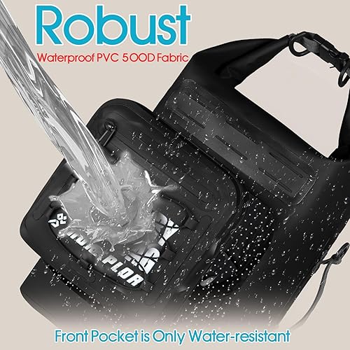 Miniatura 7 de Mochila impermeable para bolsa seca  bolsillos frontales con cremallera 5L10L20L30L Roll Top Bolsa impermeable con funda impermeable para teléfono