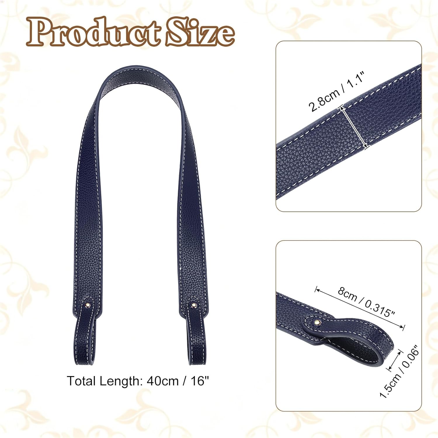 uxcell Purse Strap Crossbody, 26 Inch Soft Leather Strap, Leather Purse Handles Handbag Handles Replacement for Tote Bag, DIY Handcrafted Bag Making Accessories, Dark Blue - Image 2