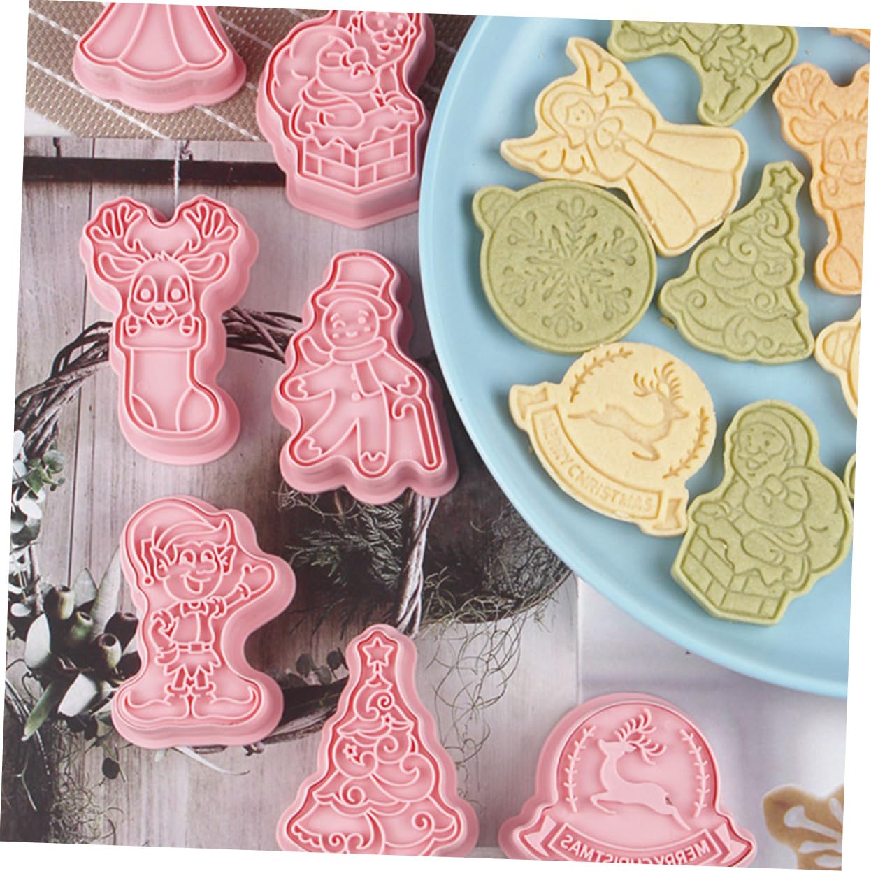 Cabilock 4 Juegos Molde Para Galletas Cortadores De Galletas Sellos Navideños Para Galletas Adornos Navideños Para Galletas Sellos Para Galletas De Fondant Para Fondant Cortadores 8 Uds * 4
