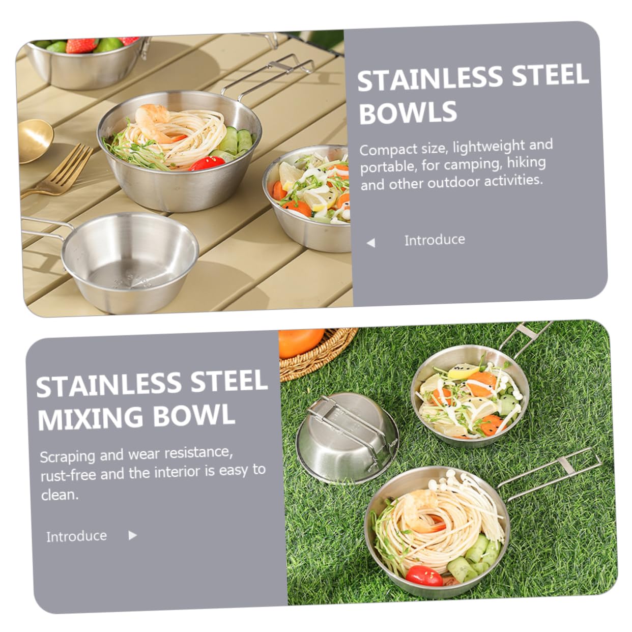 UPKOCH 4 Ensembles Camping Acier Inoxydable Avec Pliable De Ustensiles De Cuisine Pour Activités Plein Air 3 Pièces * 4