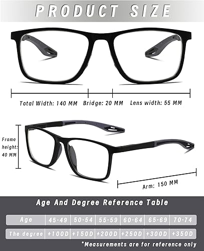 Miniatura 4 de Hubeye 3 pares TR90 de gafas de lectura deportivas para hombres y mujeres ultraligeros flexibles anti-luz azul lectores +1.25
