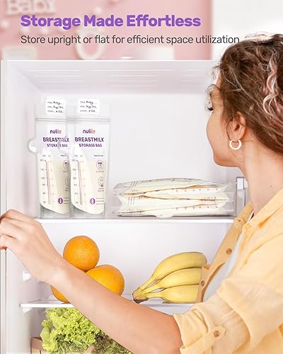 Miniatura 6 de Nuliie 120 bolsas de almacenamiento de leche materna con detección de temperatura, sin fugas, sin BPA con boquilla fácil de verter, 6 onzas