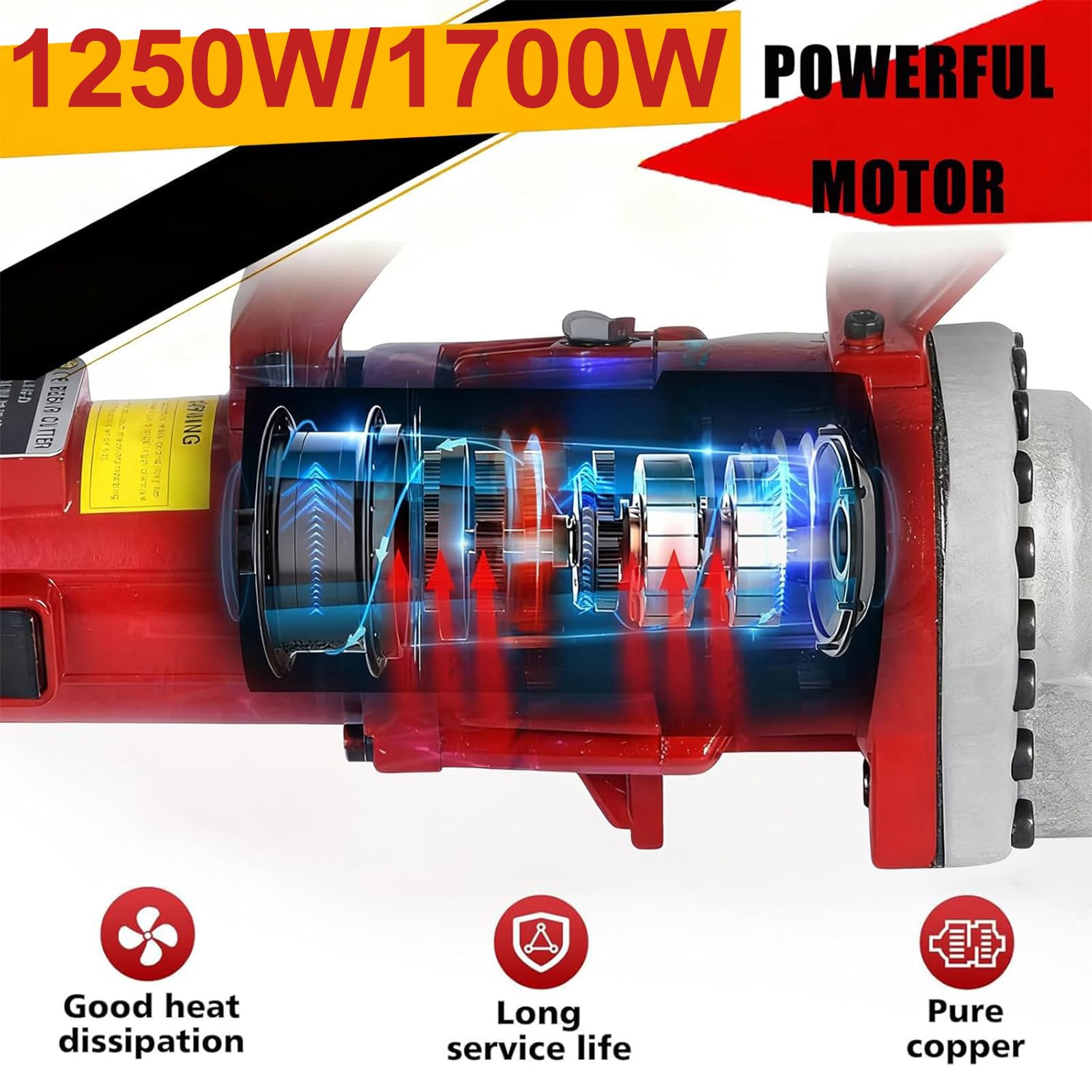 Cortadora de Varillas Corrugadas Hidráulica eléctrica de 20 mm/25 mm, Herramienta de Corte de Barras de Acero de Alta Resistencia de 1250W/1700W Velocidad de Corte: 3-4 Segundos 1700W-RC25
