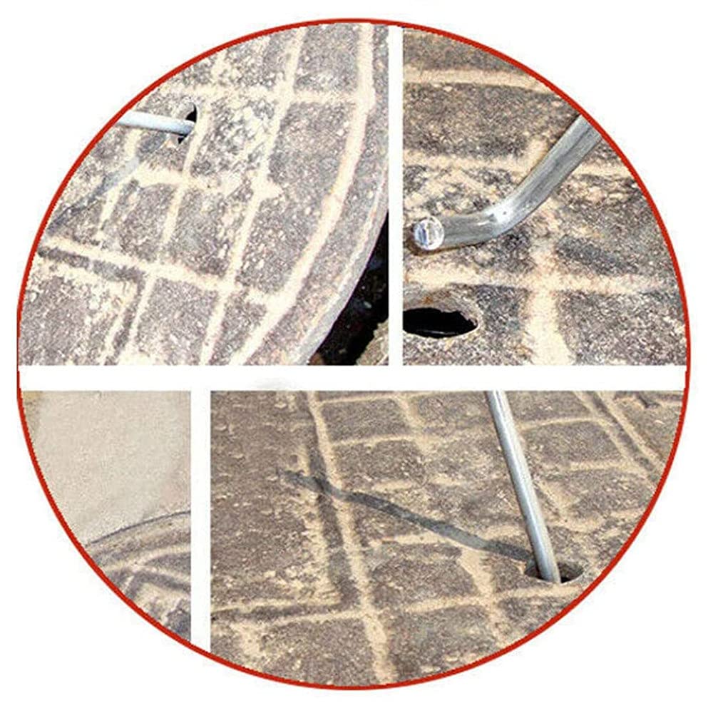 Schachtdeckelhaken,Kanaldeckelheber Haken Für Kanaldeckel,Kanaldeckelheber mit Spitze aus verzinktem Stahl,Langlebig und beugt Verletzungen vor (600MM)