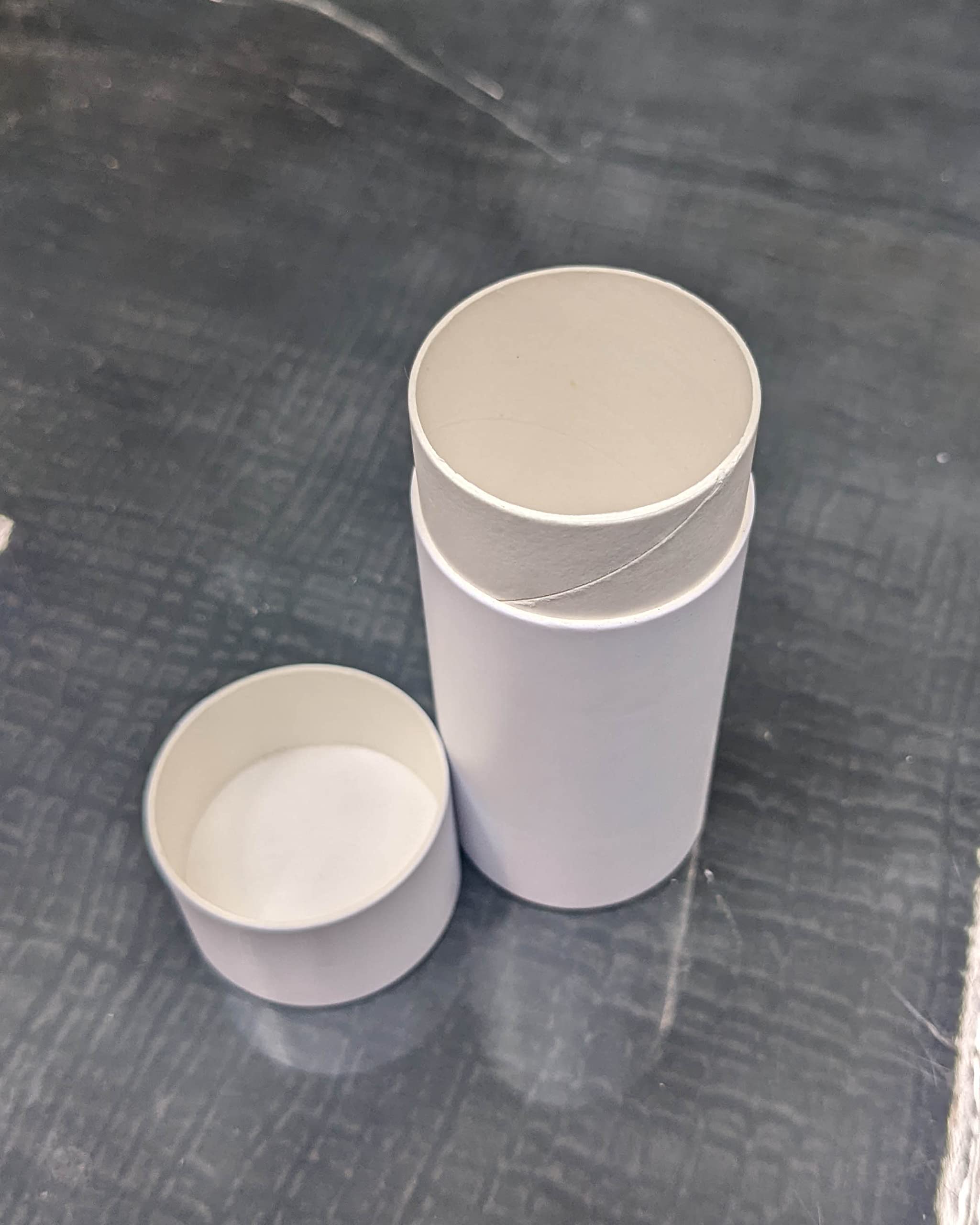 Empty Cardboard Deodorant Containers - 2.5 oz Push-up style, top-fill, reusable and biodegradable (6-Pack, White)