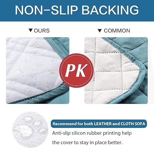 Miniatura 6 de H.VERSAILTEX Funda de sofá 100 % impermeable, lavable, funda de sofá antideslizante para 3 cojines, protector de muebles para mascotas con respaldo