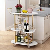 Vista 9 de Carrito de bar dorado con almacenamiento de botellas y copa de vino, carrito de bar con ruedas para interiores y exteriores, patio, carrito
