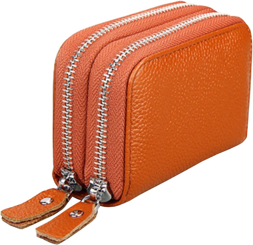 Credit Card Wallet RFID Blocking Credit Card Holder Case Leather 2 Zip Around Women's