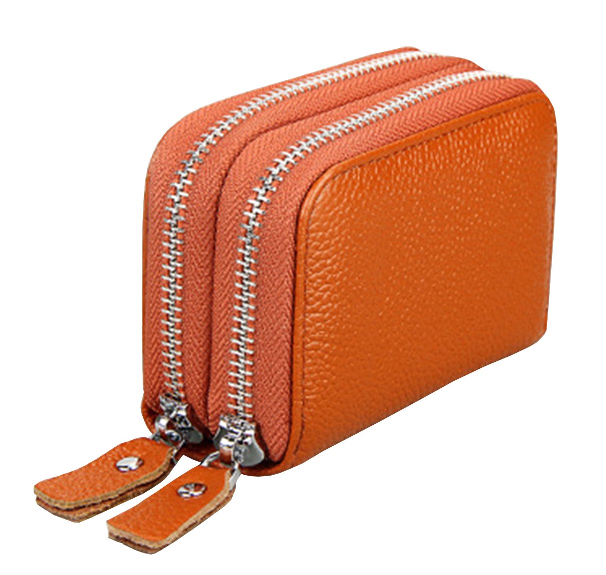 Credit Card Wallet RFID Blocking Credit Card Holder Case Leather 2 Zip Around Women's