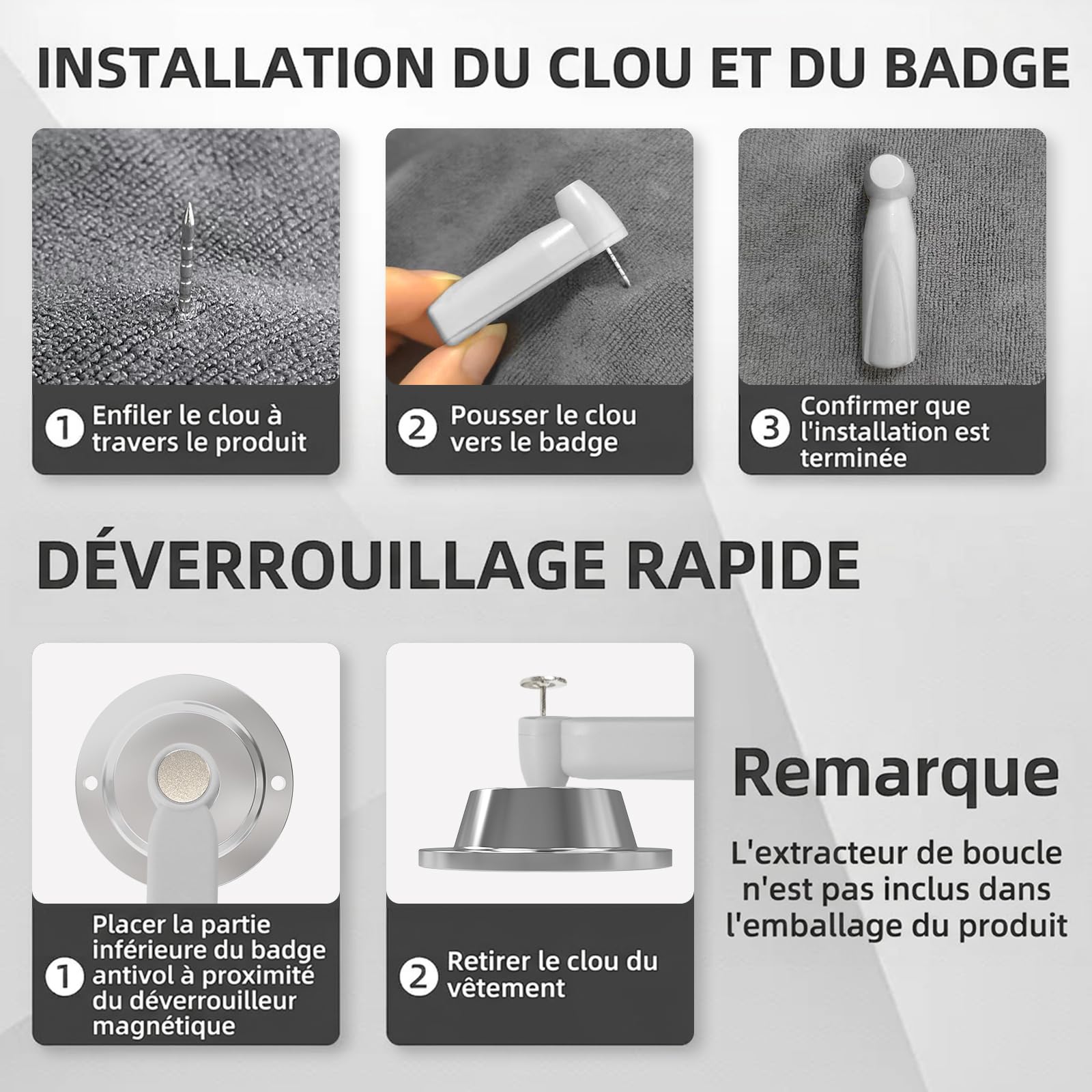 Mini étiquette de sécurité pour vêtements durs avec corde, mini étiquette de vente au détail avec 100 broches, compatible avec système AM-58 kHz, compatible avec système AM-58 kHz pour