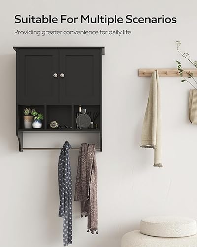 Miniatura 5 de Gabinetes de medicina, gabinete de pared que ahorra espacio con 2 puertas y estantes ajustables para toallas, armario de almacenamiento para