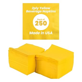 Perfectware - PW-2 Ply Yellow Bev-250 2 Ply Yellow Beverage Napkins- Pack of 250ct