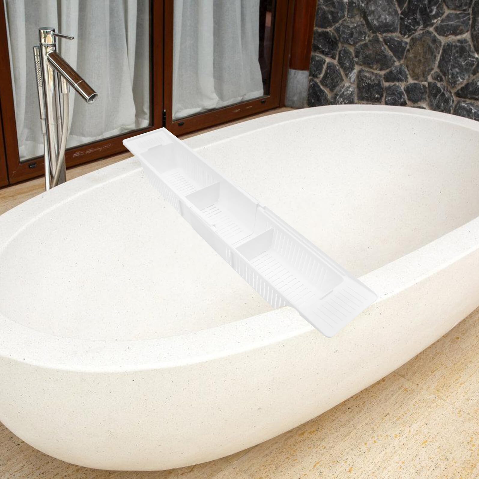 Scaffale espandibile per vasca da bagno per giocattoli e accessori da bagno, pratico contenitore retrattile per prodotti igienici nelle vasche da bagno