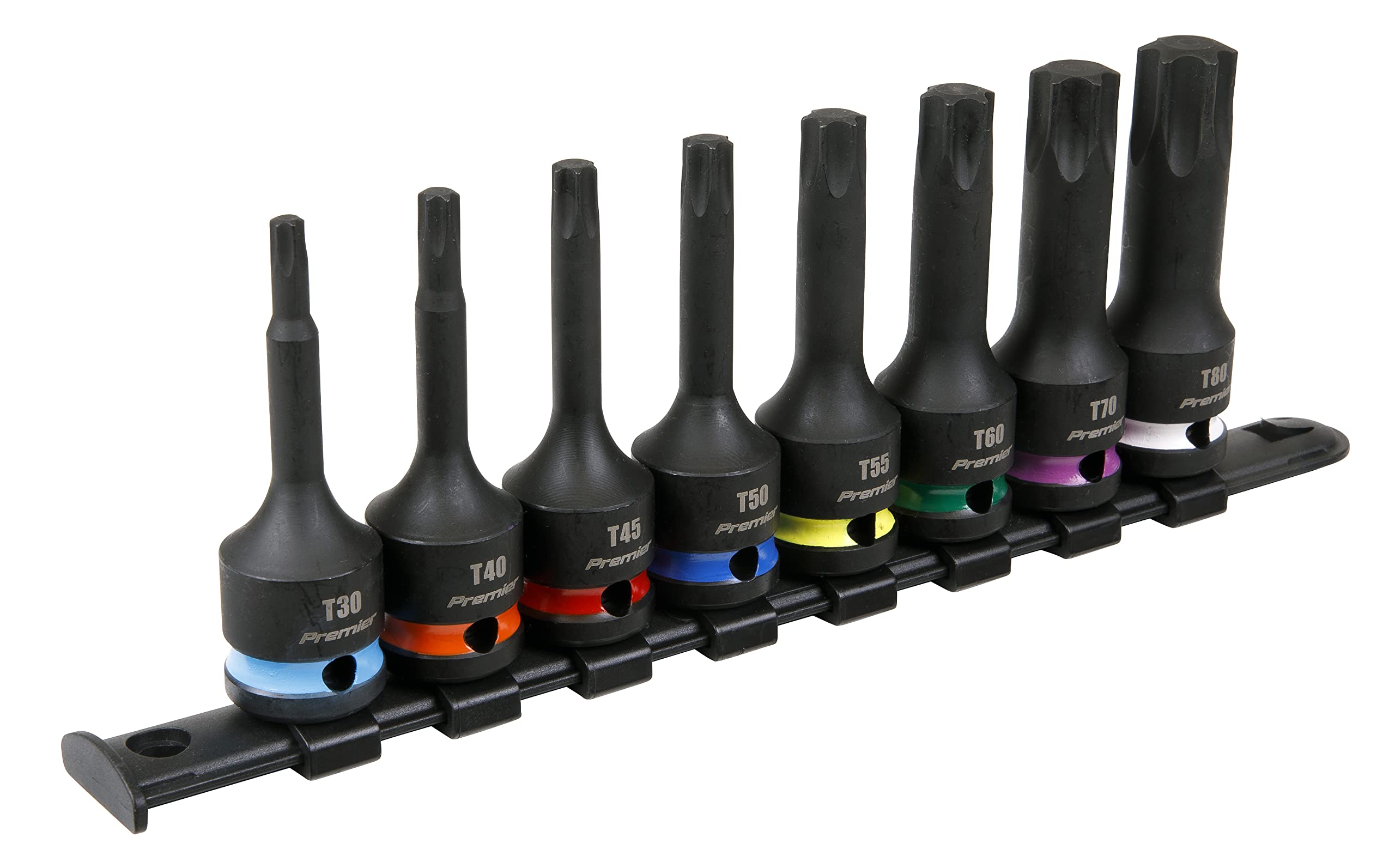 Sealey AK56002 Socket Bit Set TRX-Star* Impact 8pc 1/2”Sq Drive +2x Spreaders
