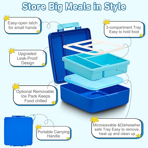 Miniatura 4 de Lonchera Bento para niños con termo de sopa de 17 onzas, botella de agua aislada y bolsa de almuerzo aislada, a prueba de fugas, contenedor de