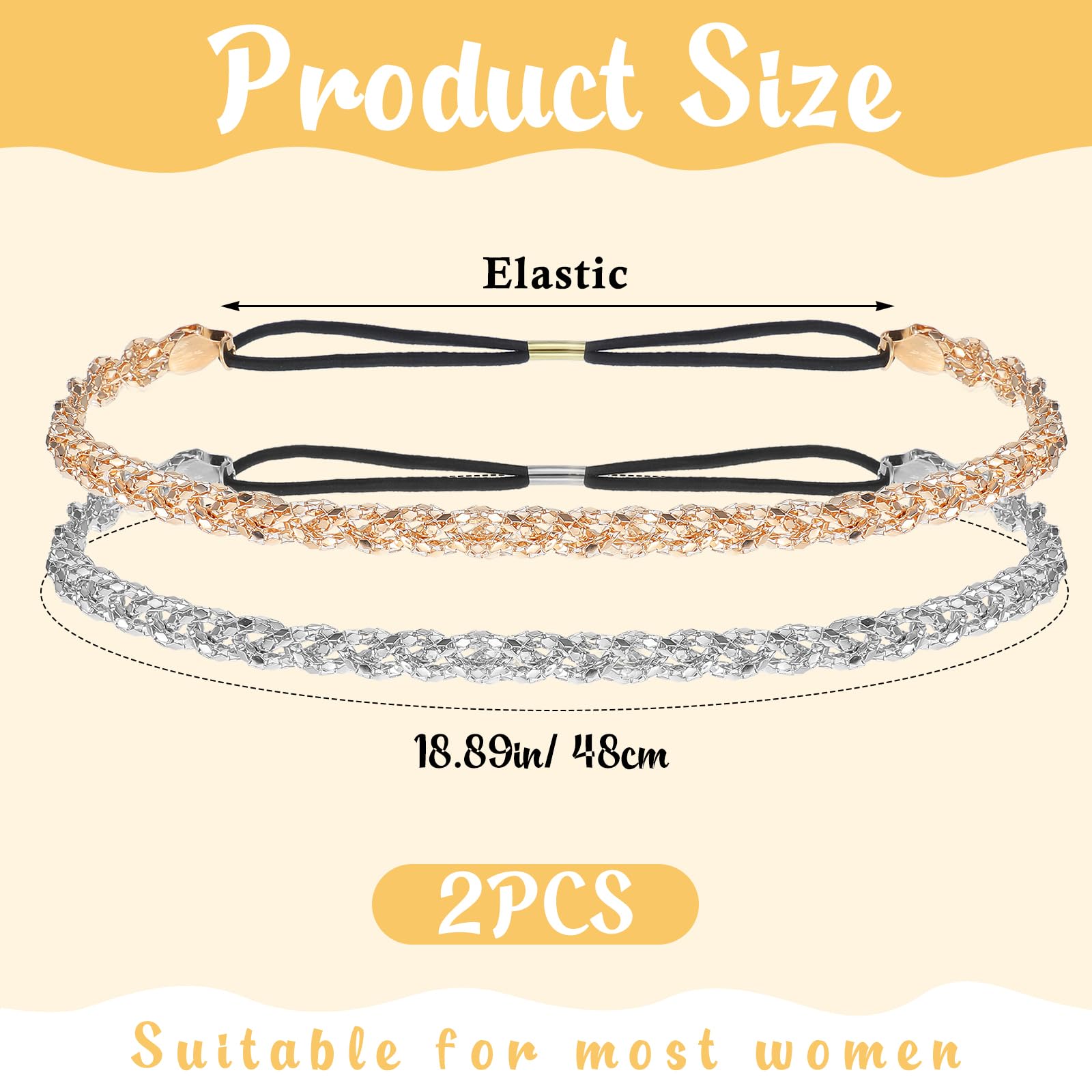 Xindojuz 2 PCS Rhinestone Headband - Image 2