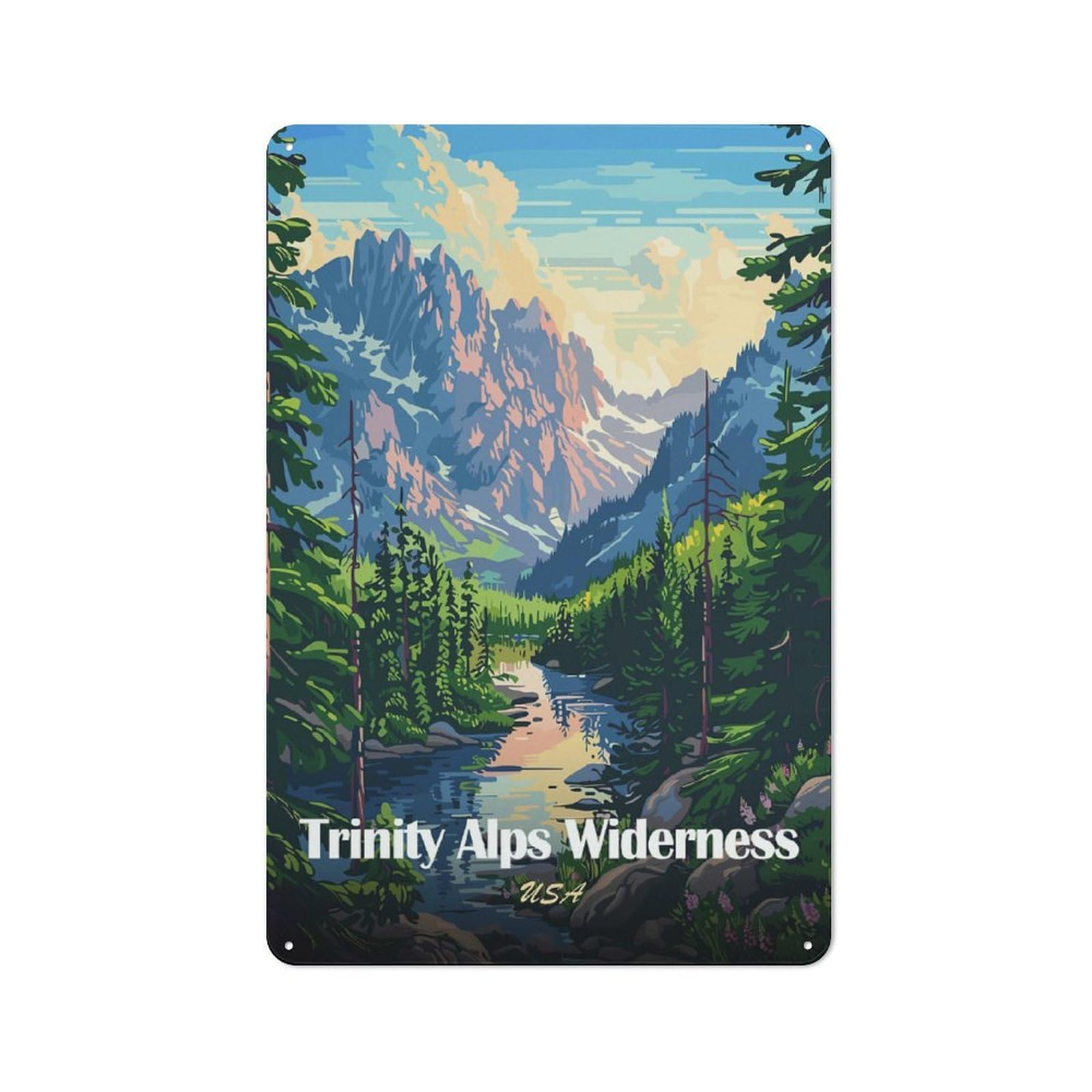 Junmoney Style-5 For Home Office Or Studio, Trinity Alps Wilderness Usa Landscape Art Vintage Tin Sign 30X20cm, Tin Sign Wall Decor For Home Offices And Studios