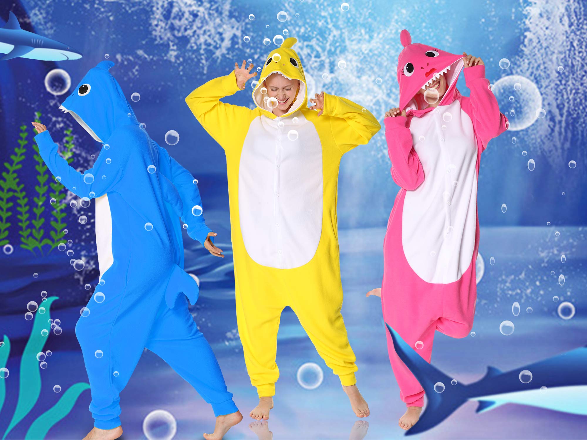Adulto Tiburón Onesie Pijamas Halloween Animal Cosplay Costume Navidad Jumpsuit Sleepwear para Mujeres Hombres
