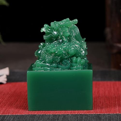 Miniatura 6 de Estatua de dragón chino  Artesanía de sello de jade imperial de piedra hecha por el hombre, escultura del dragón del zodiaco del año, decoración del