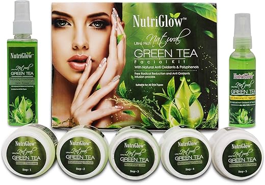 NutriGlow Ultra Rich Green Tea Cleanup,Facial Kit(250g) with Green Tea Toner(100ml), Green Tea Serum(30ml), Aloe Vera Extract| Excess Oil, Dirt…