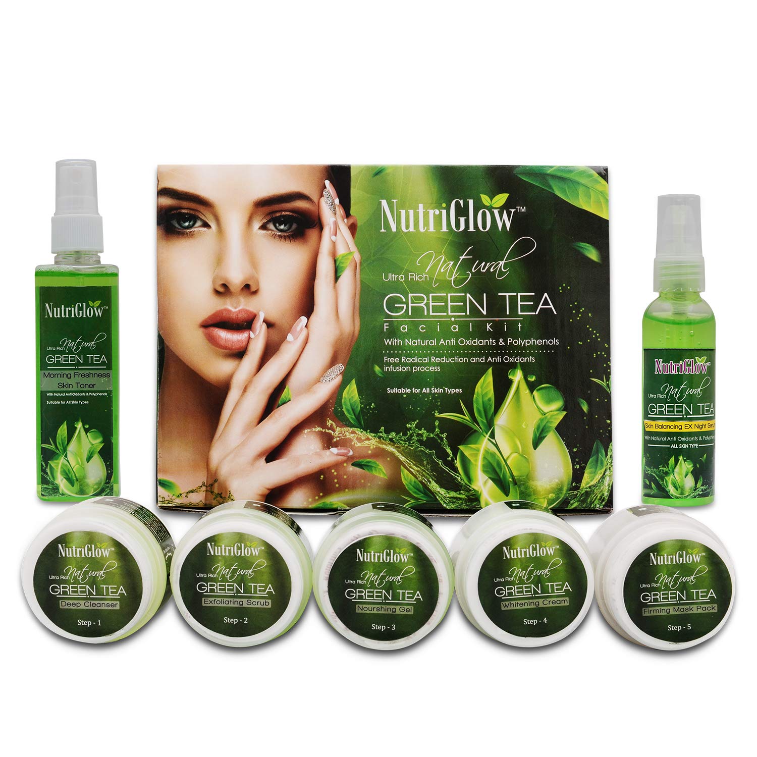 NutriGlow Ultra Rich Green Tea Cleanup,Facial Kit(250g) with Green Tea