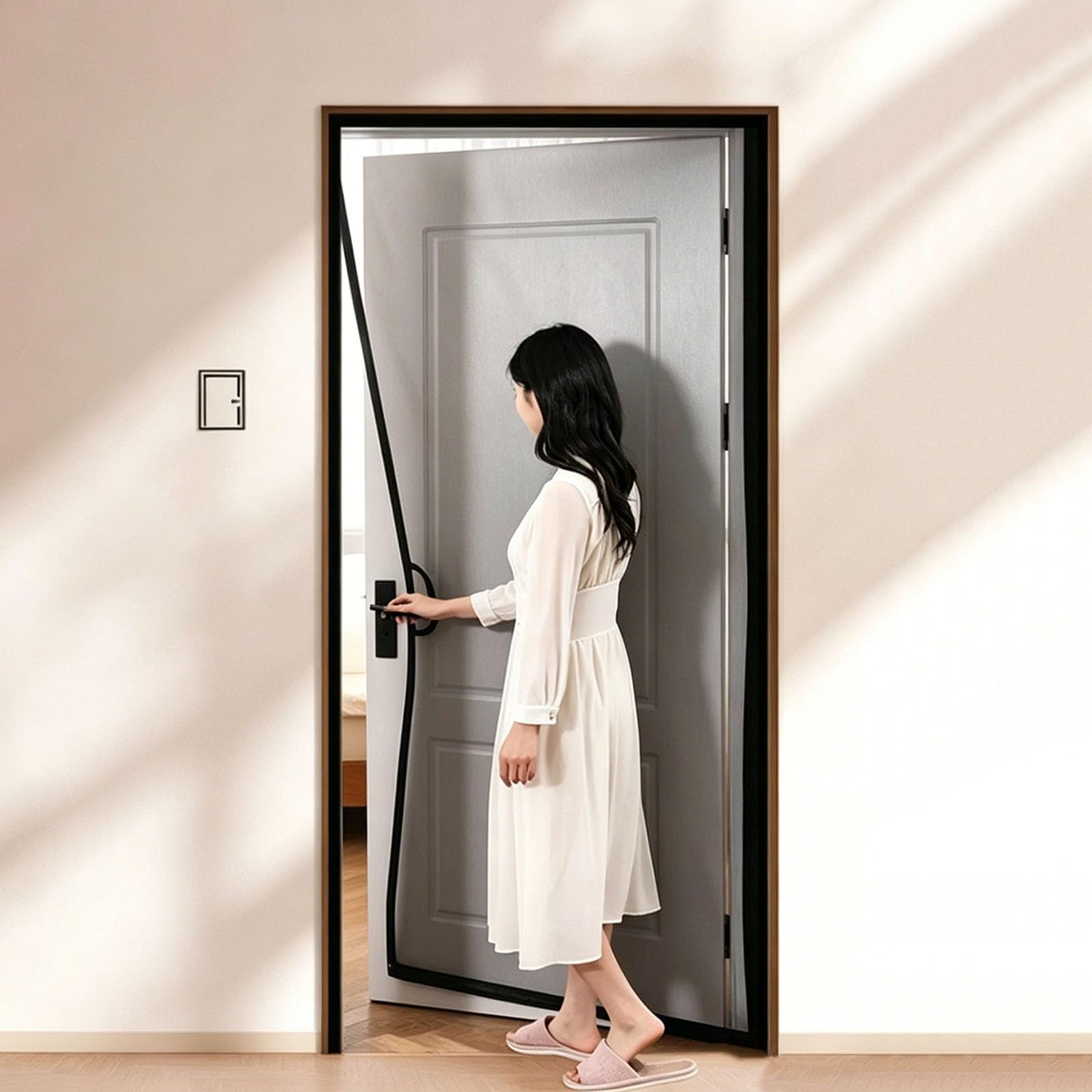 Moustiquaire porte magnétique noire 70x200 cm rideau anti-insectes balcon