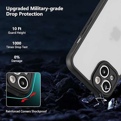 Miniatura 4 de RALEAVO Funda mate compatible con iPhone 12, delgada, translúcida, esmerilada, parte trasera de policarbonato, protección militar contra caídas,