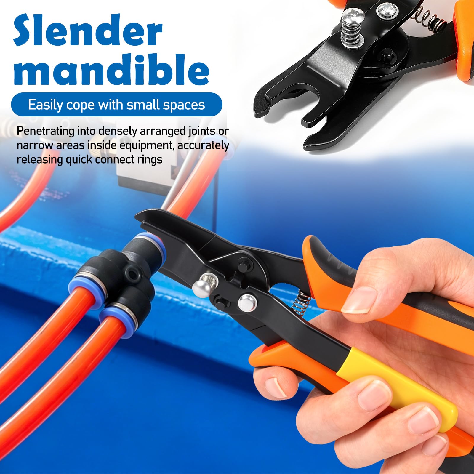 Air Line Removal Tool Pliers, Push to Connect Fittings Disconnect Tool for Air Hose, Quick Connect Pneumatic Fitting Release Plier for Automotive & Industrial Use (1/4" & 5/16" (6mm, 8mm)) — Amazon image 3