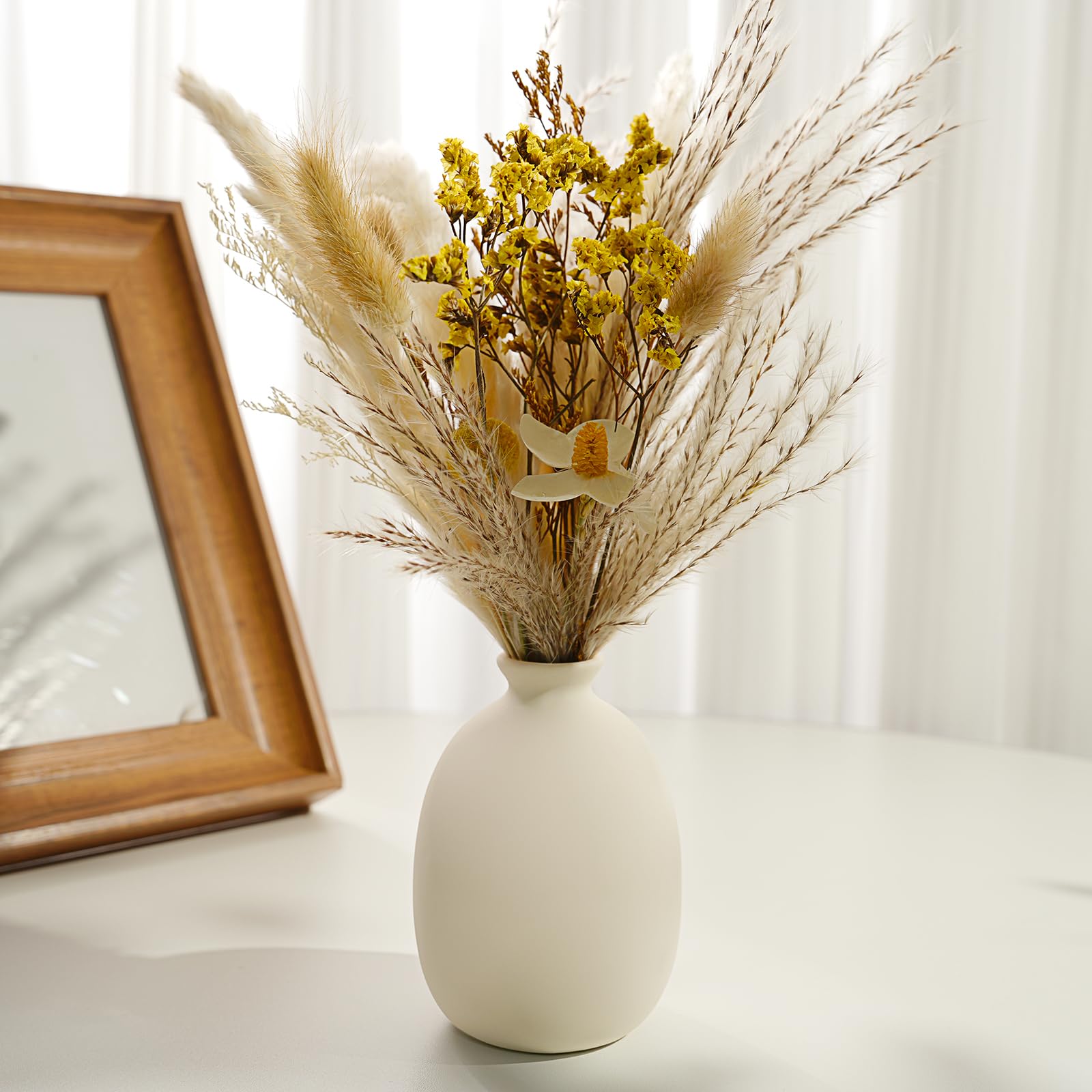 Juego de 10 jarrones pequeños de cerámica blanca a granel, modernos jarrones bohemios para hierba de las pampas, flores, jarrones decorativos de cerámica blanca para decoración del hogar, decoración 8