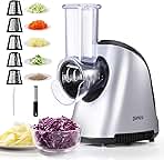 Ganiza 5-in-1 Electric Cheese Grater for Kitchen, Max 250W Cheese Shredder, 5 Changeable Blades Salad Shooter, Slicer Electric for Cheese/Veggies/Salad with an Extra Zester grater