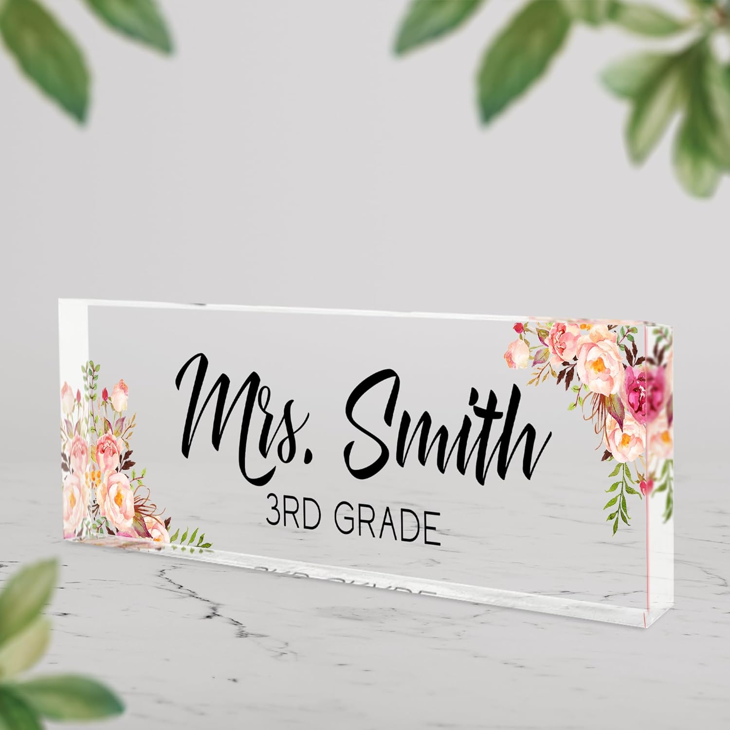 Nazenti Personalized Name Plates for Desk, Crayon Teacher Gift, Teacher Desk Name Plate Personalized, Teacher plaques for Desk, Teacher Desk Decor