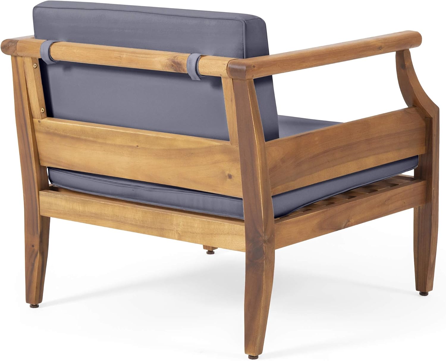 Christopher Knight Home Daisy Outdoor Club Chair with Cushion (Set of 2), Teak Finish, Dark Gray