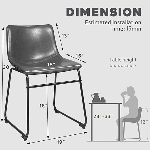 Miniatura 2 de Waleaf Juego de 4 taburetes de bar de 26 pulgadas, taburetes de bar de altura de mostrador con respaldo, taburetes modernos de piel sintética con