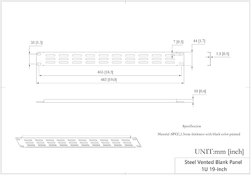 Miniatura 3 de QiaoYoubang Paquete de 5 paneles en blanco ventilados de 1U - Espaciador de panel de montaje en rack de acero para gabinete o gabinete de servidores