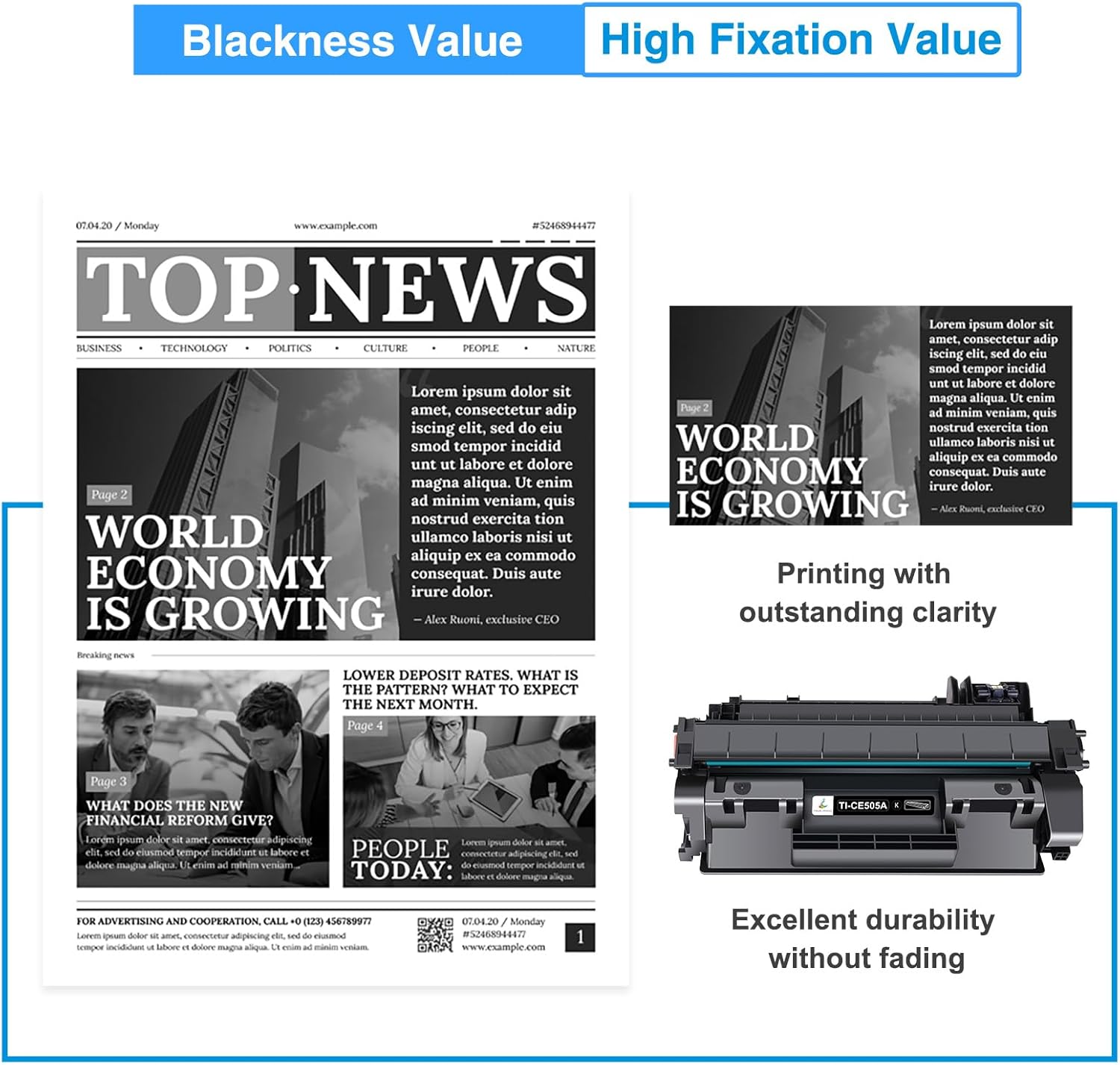 TRUE IMAGE 05A CE505A Black Toner Cartridge Compatible Replacement for HP 05A CE505A Work for Laserjet P2035 P2035N P2055D P2055DN Printer (Black, 1 Pack)