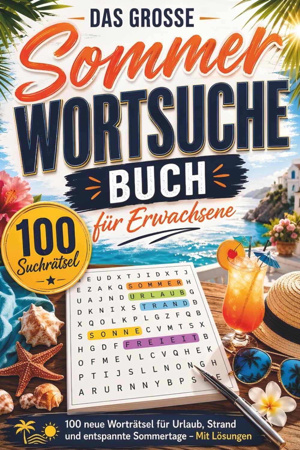 Das große Sommer Wortsuche Buch für Erwachsene: 100 neue Worträtsel für Urlaub, Strand und entspannte Sommertage – Mit Lösungen