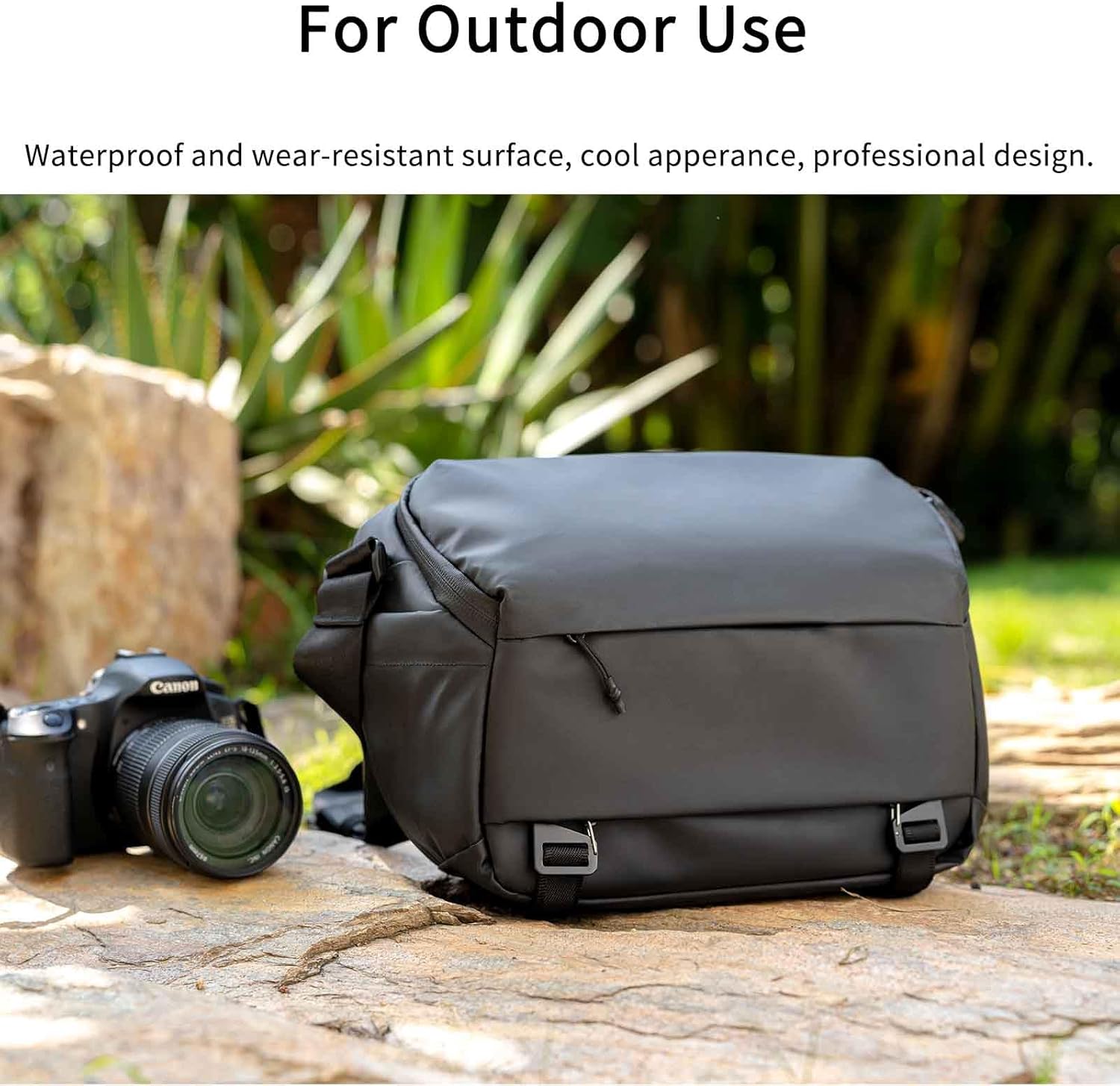 INNOREL Camera Sling Bag,DSLR/SLR/Mirrorless Travel Waterproof Camera bags Case Crossbody for Photographers with Tripod Holder and Removable Modular Inserts,6 Liters,Black