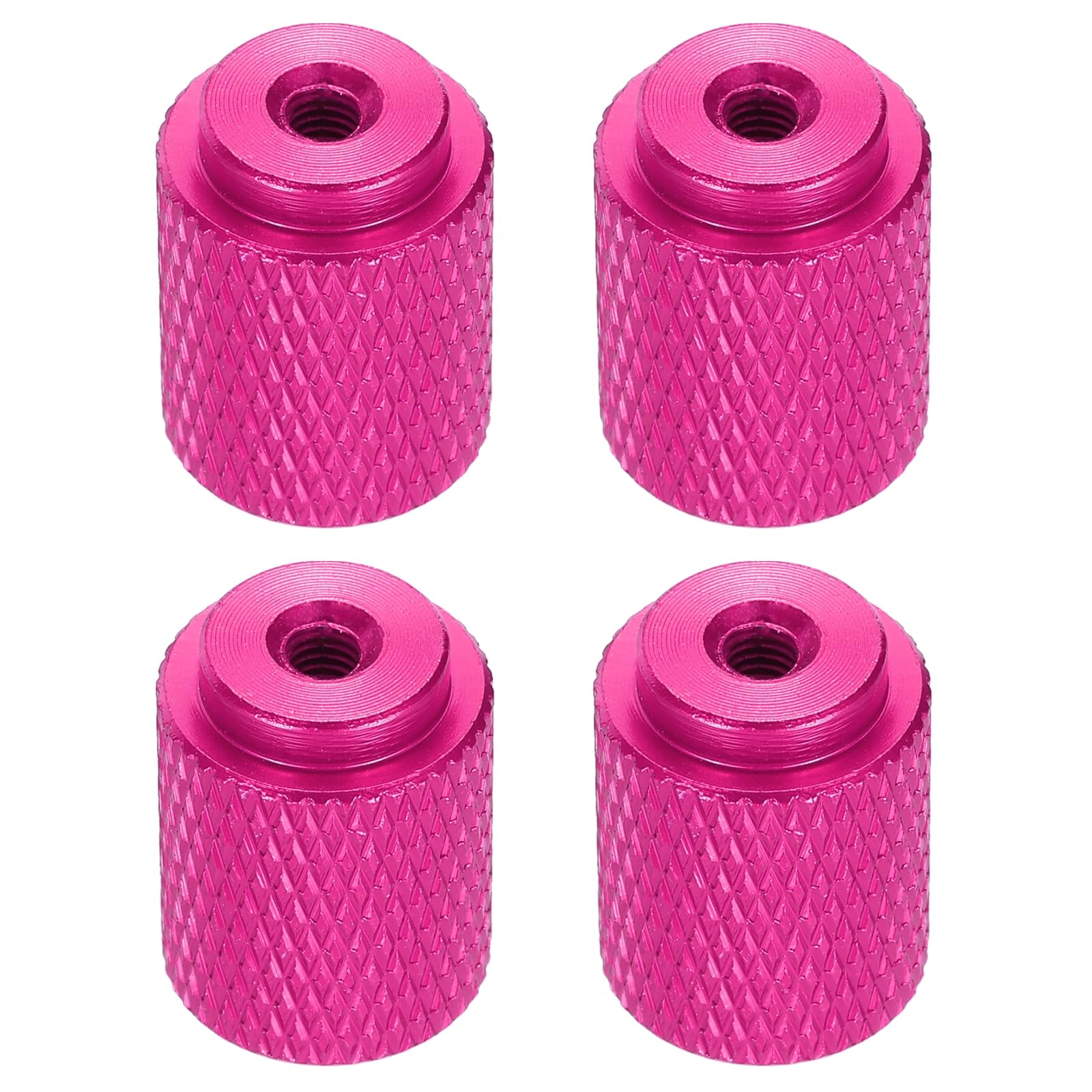 sourcing map 4pcs Knurled Thumb Nut, M3 12mm OD 16mm Height 6061 Anodized Aluminium Alloy Hand Screw Nut, Metal Chassis Screw for Machinery, DIY Assembly, Electronics, Pink