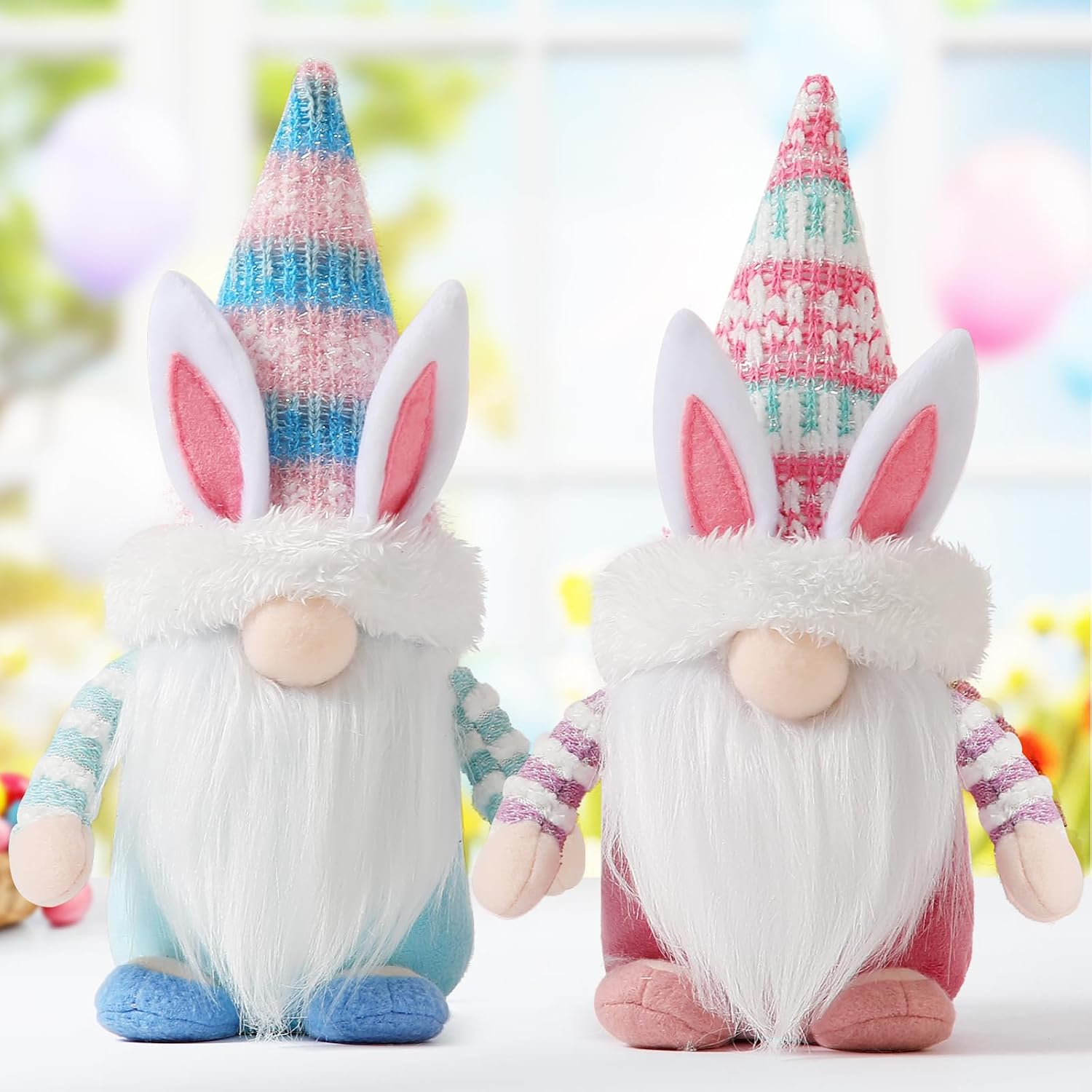 Gnomes Decorations, 2 Pcs Plush Easter Bunny Handmade Swedish Tomte Elf Stuffed Doll Spring Home Decor Easter Gift Cute Faceless Dwarf Bunny Household Ornaments, Home Decor