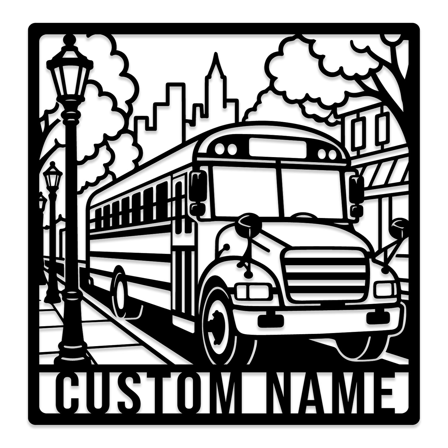 Custom School Bus Metal Sign,Personalized Driver Name Wall Art, Transportation Classroom Decor,Kids Room Sign,School Route Theme Decor,Gift For Teacher/Bus Drivers (Style-B)