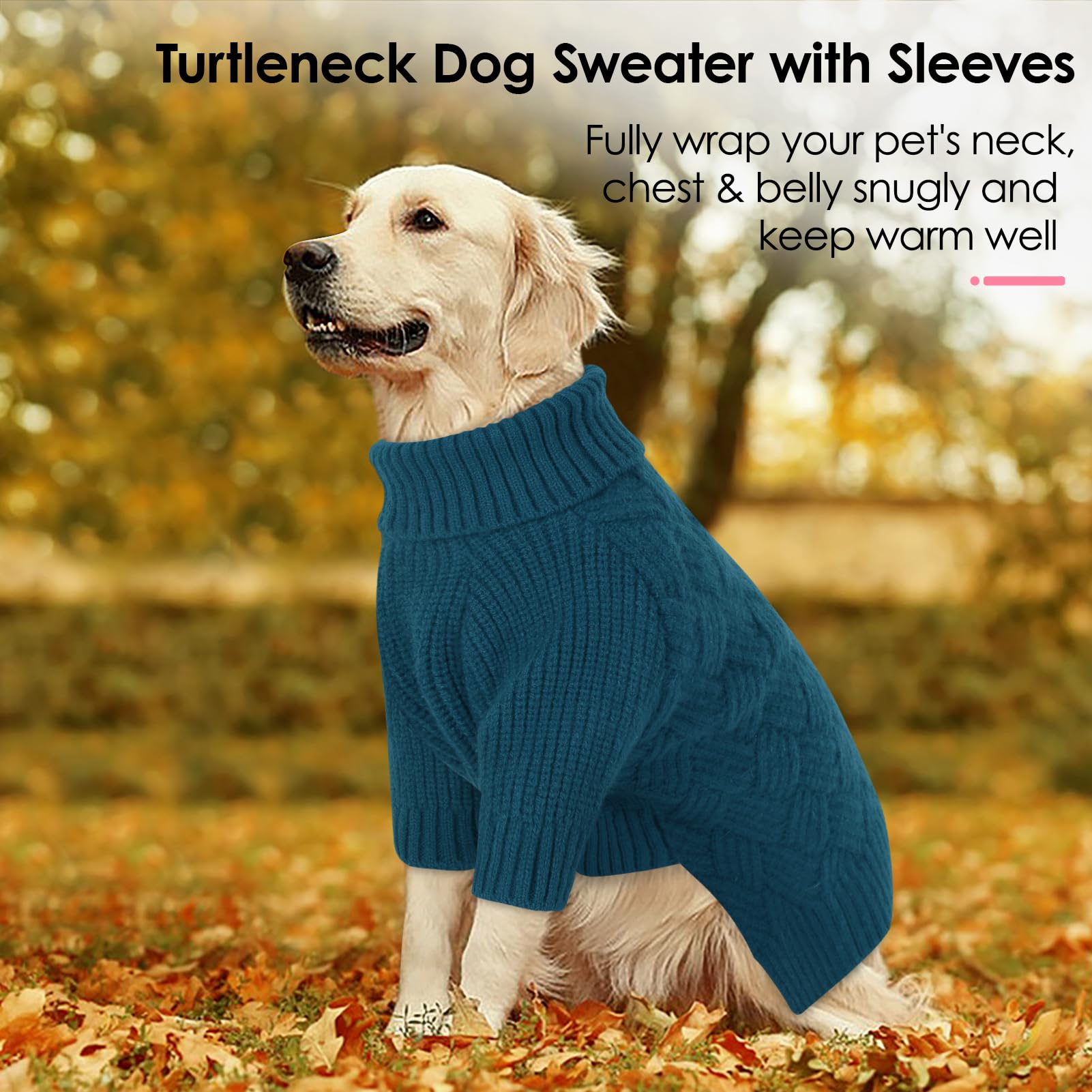 AOFITEE Maglione per Cani, Invernale Maglioncino Cane Taglia Media con Collo Alto, Maglione Cane Morbida e Calda Maglioncini Pet con Maniche, Maglioni Cani Blu per Jack Russell, M