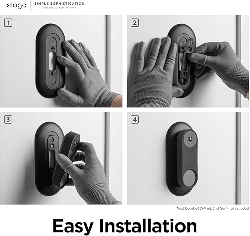 Miniatura 6 de elago Soporte compatible con Google Nest Hello Video Doorbell Wall Plate (cableado, 2. generación), timbre de puerta, color perfecto para combinar