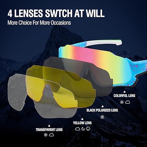 Miniatura 5 de DUCO Gafas de sol deportivas para niños y niñas con 3 lentes intercambiables, polarizadas para adolescentes y jóvenes DK280