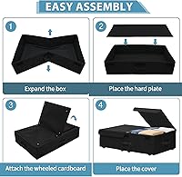 Vista 6 de Caja de Almacenamiento Debajo de la Cama con Ruedas, 2 Pack 14 cm de Alto Cajas de Almacenamiento Debajo de la Cama Profundas con Cajones y Tapas
