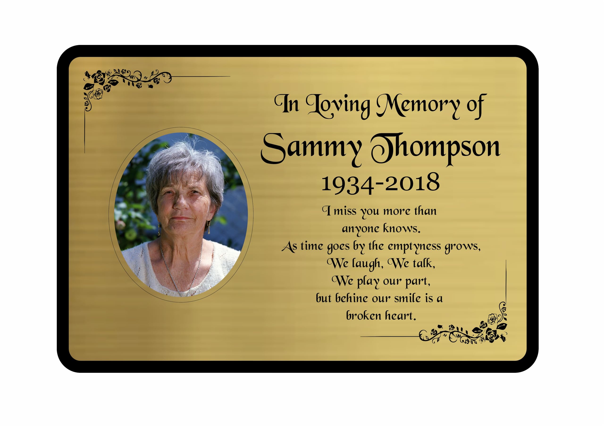 Personalised Memorial Plaque, Engraved 29x21cm, Black Lettering, Silver, Grave Marker, Weatherproof, Crematorium, Alternative to granite, 3 Sizes (Gold)