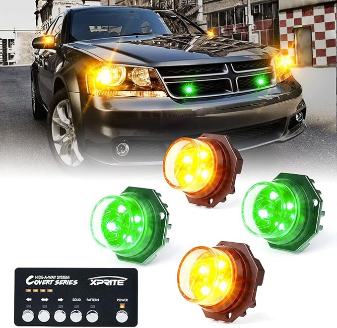 Xprite Amber Green LED Hideaway Strobe Lights Kit 20