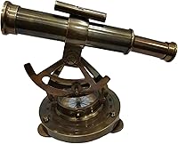 Vista 1 de Telescopio Alidade de latón antiguo con brújula instrumentos de encuesta Alidate Decoración de mesa para el hogar/oficina